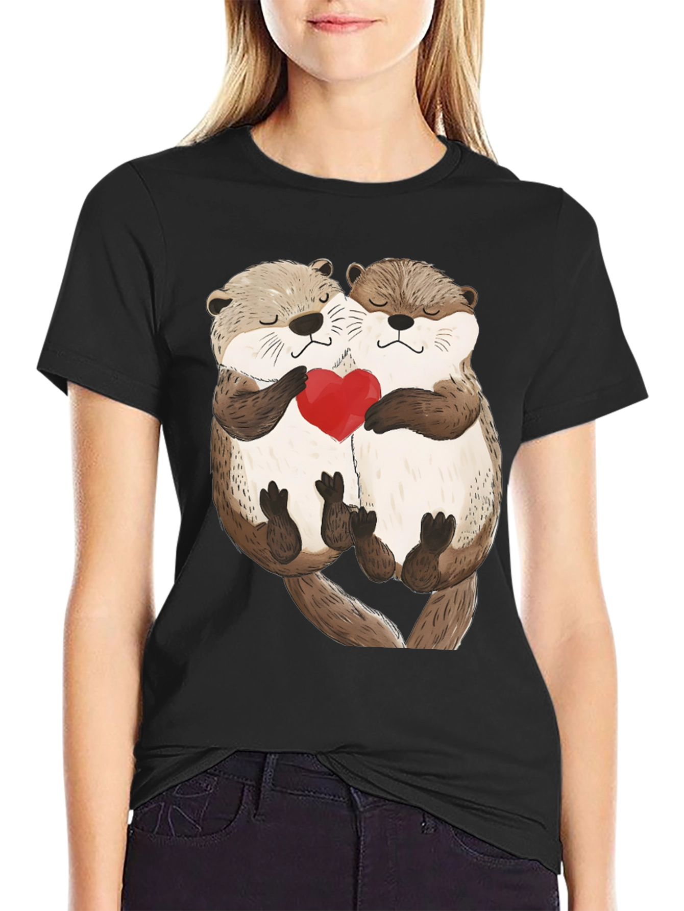 Otter Love Black T-Shirt