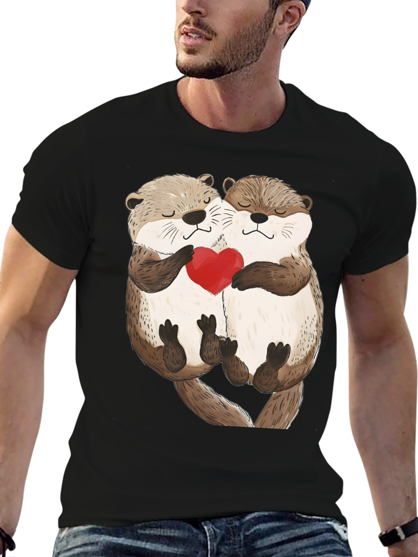 Otter Love Black T-Shirt