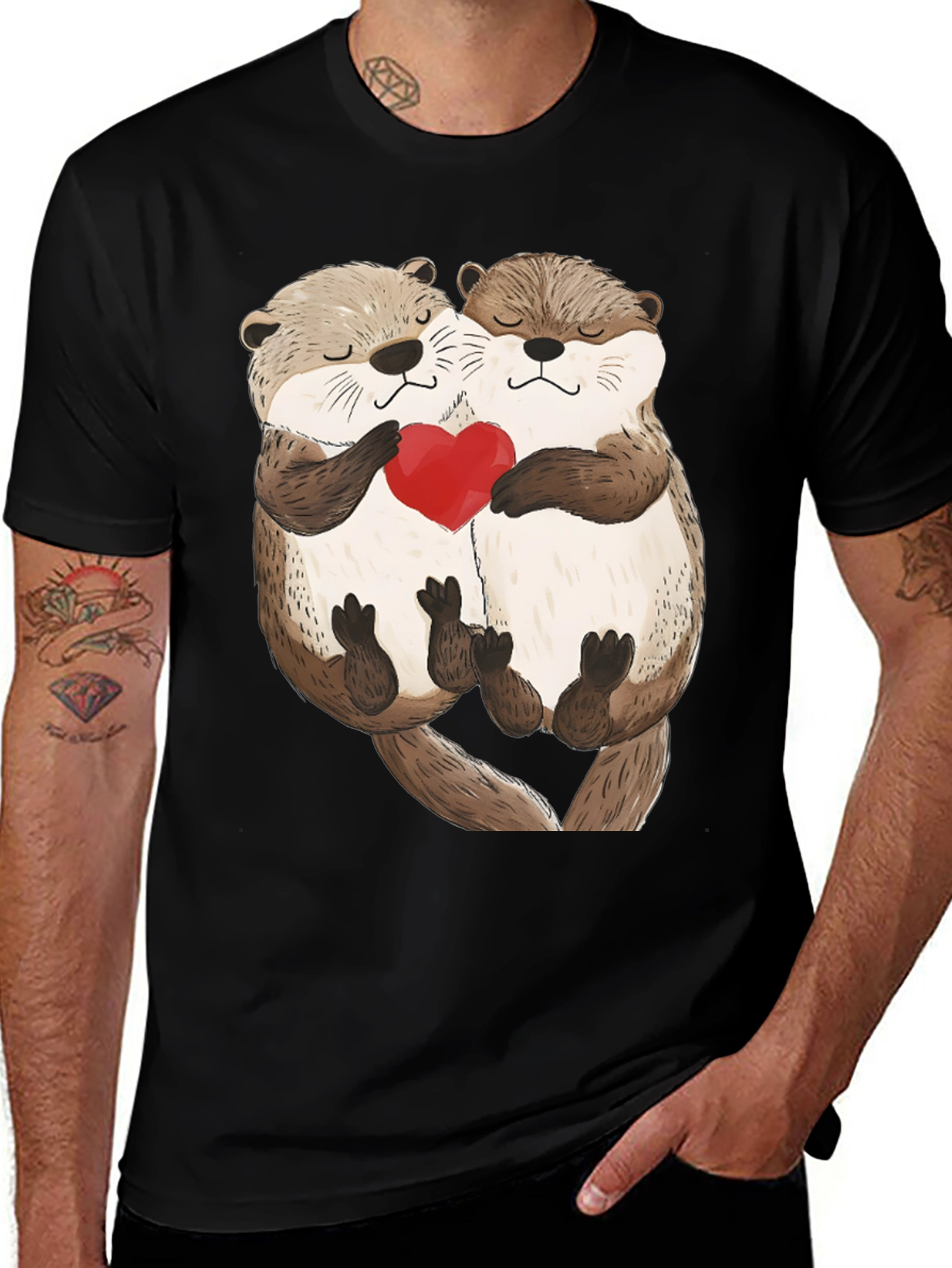 Otter Love Black T-Shirt