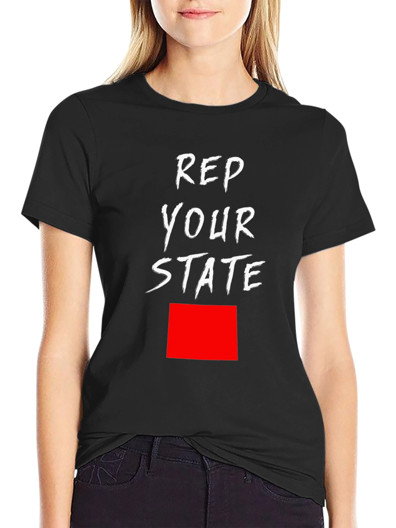 Rep Your State Graphic Tee - Black Cotton T-Shirt