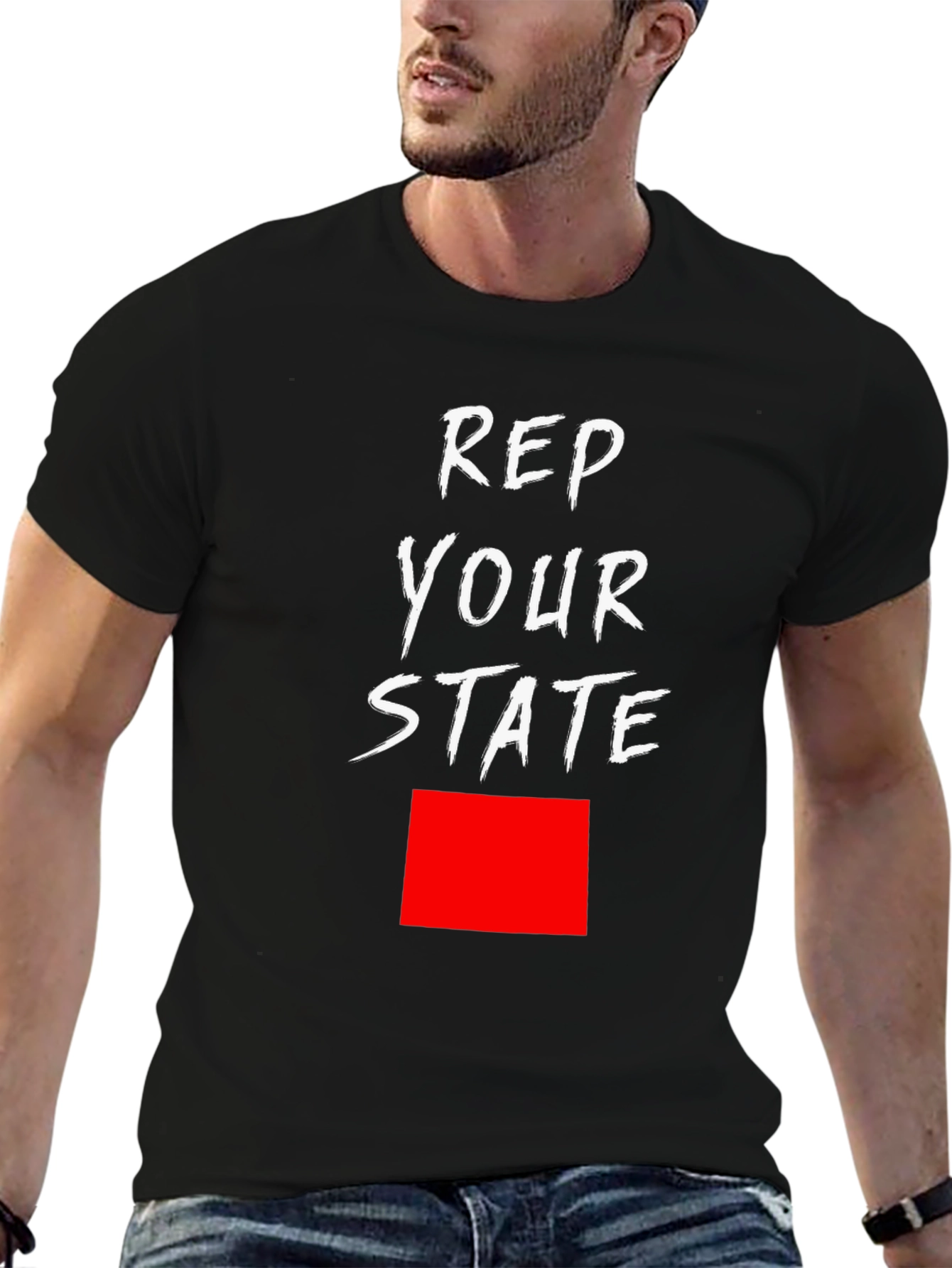 Rep Your State Graphic Tee - Black Cotton T-Shirt