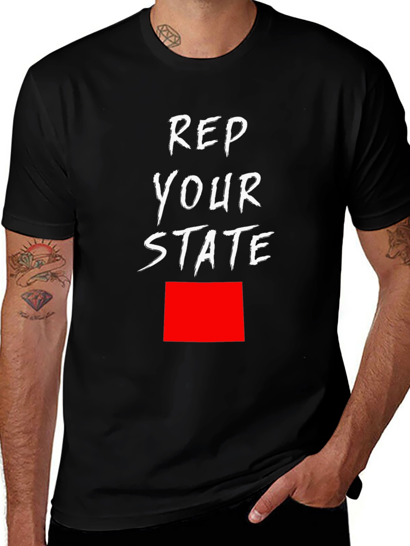 Rep Your State Graphic Tee - Black Cotton T-Shirt