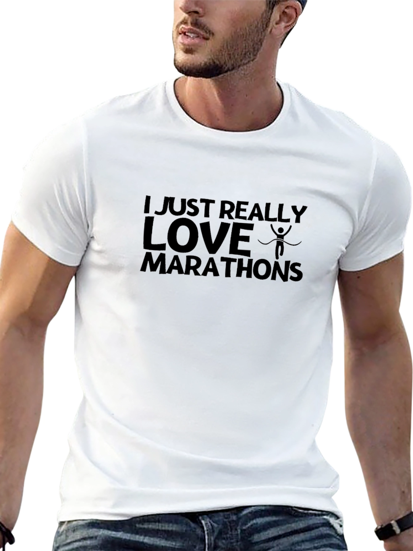 I Love Marathons Black Graphic Tee
