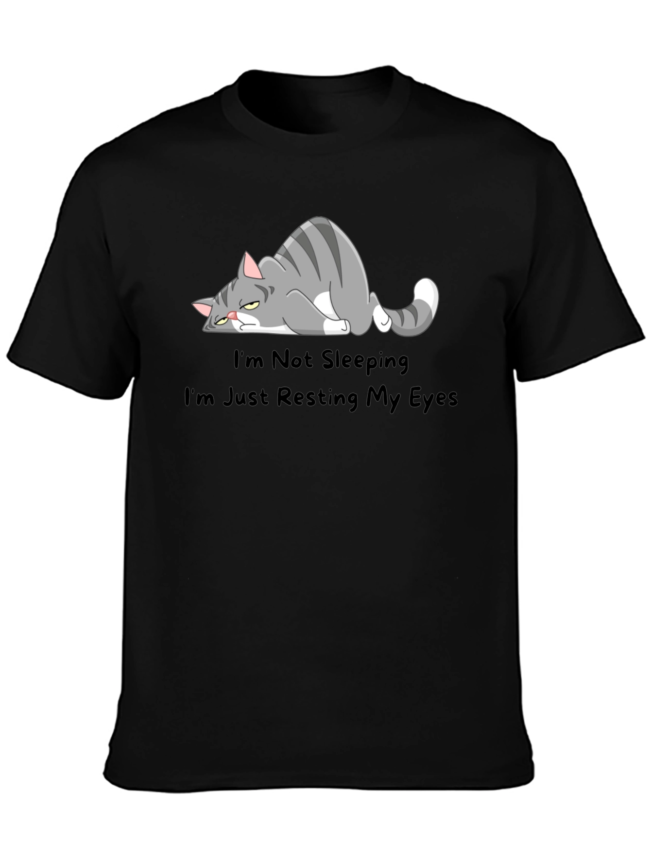 Funny Cat Resting Eyes Graphic T-Shirt