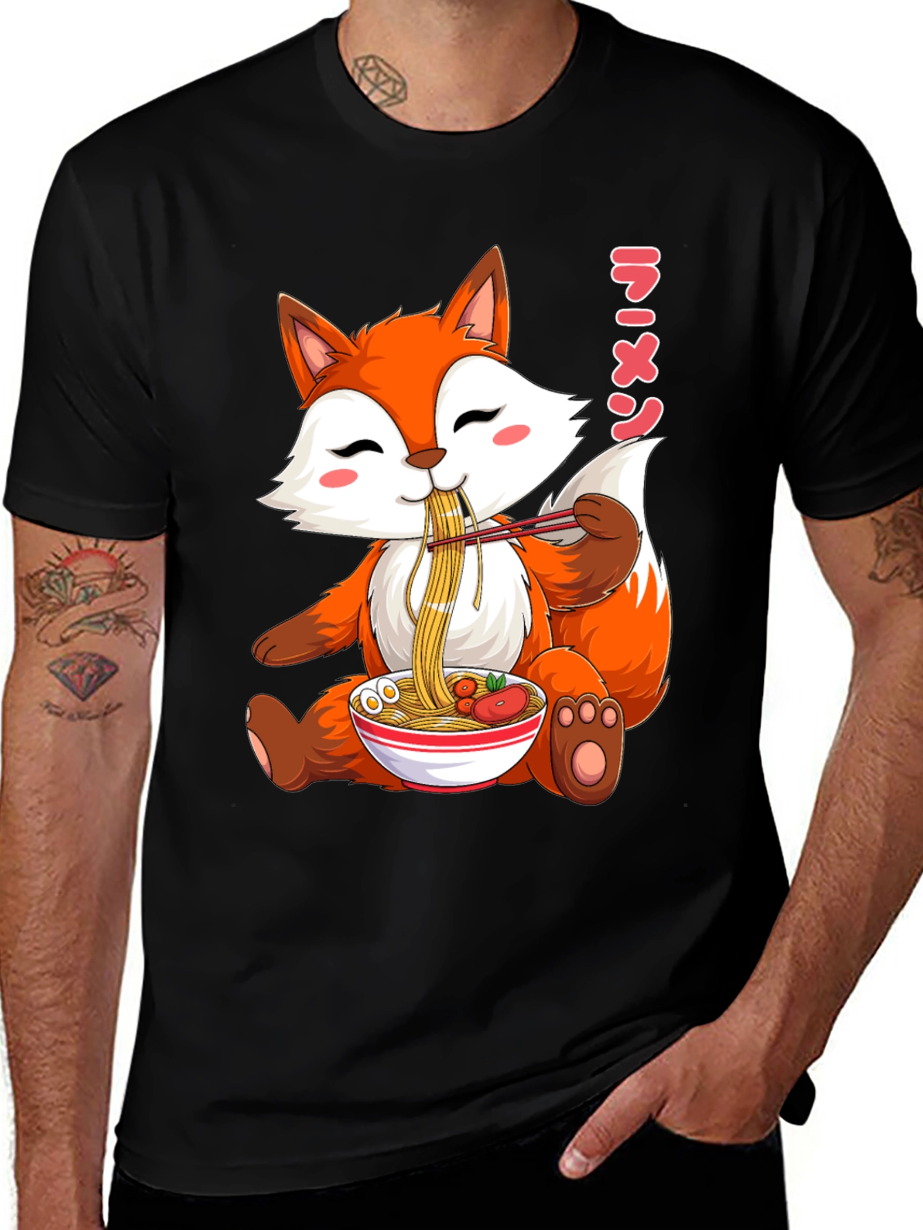 Cute Fox Ramen T-Shirt Kawaii Anime Tee