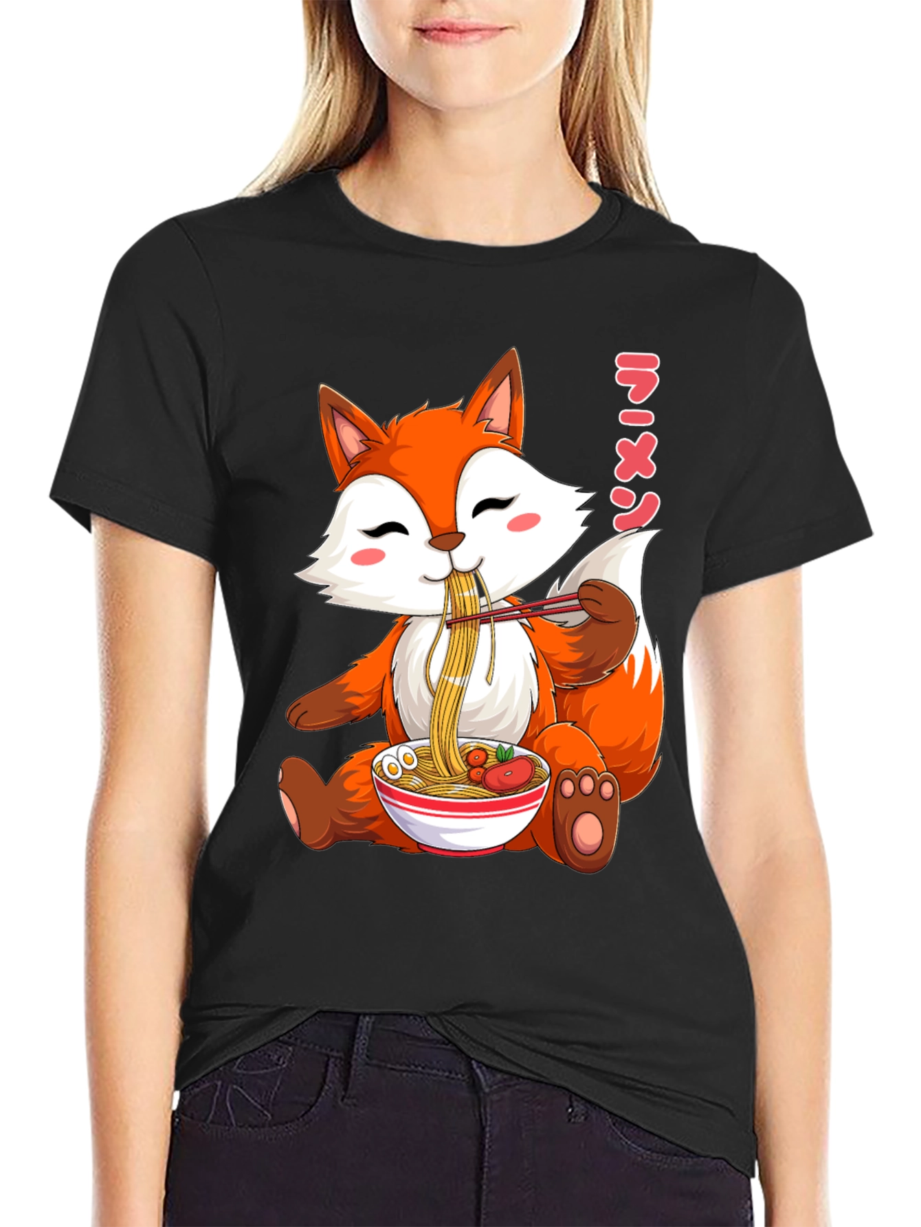 Cute Fox Ramen T-Shirt Kawaii Anime Tee