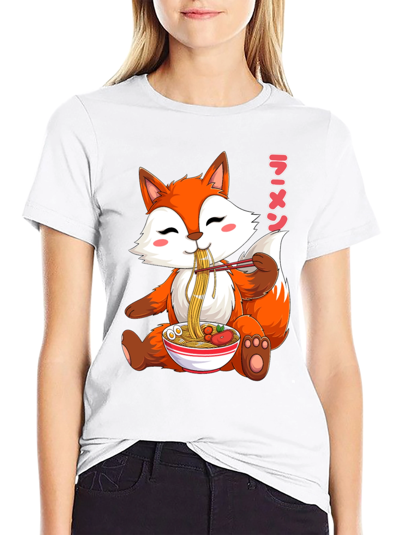 Cute Fox Ramen T-Shirt Kawaii Anime Tee