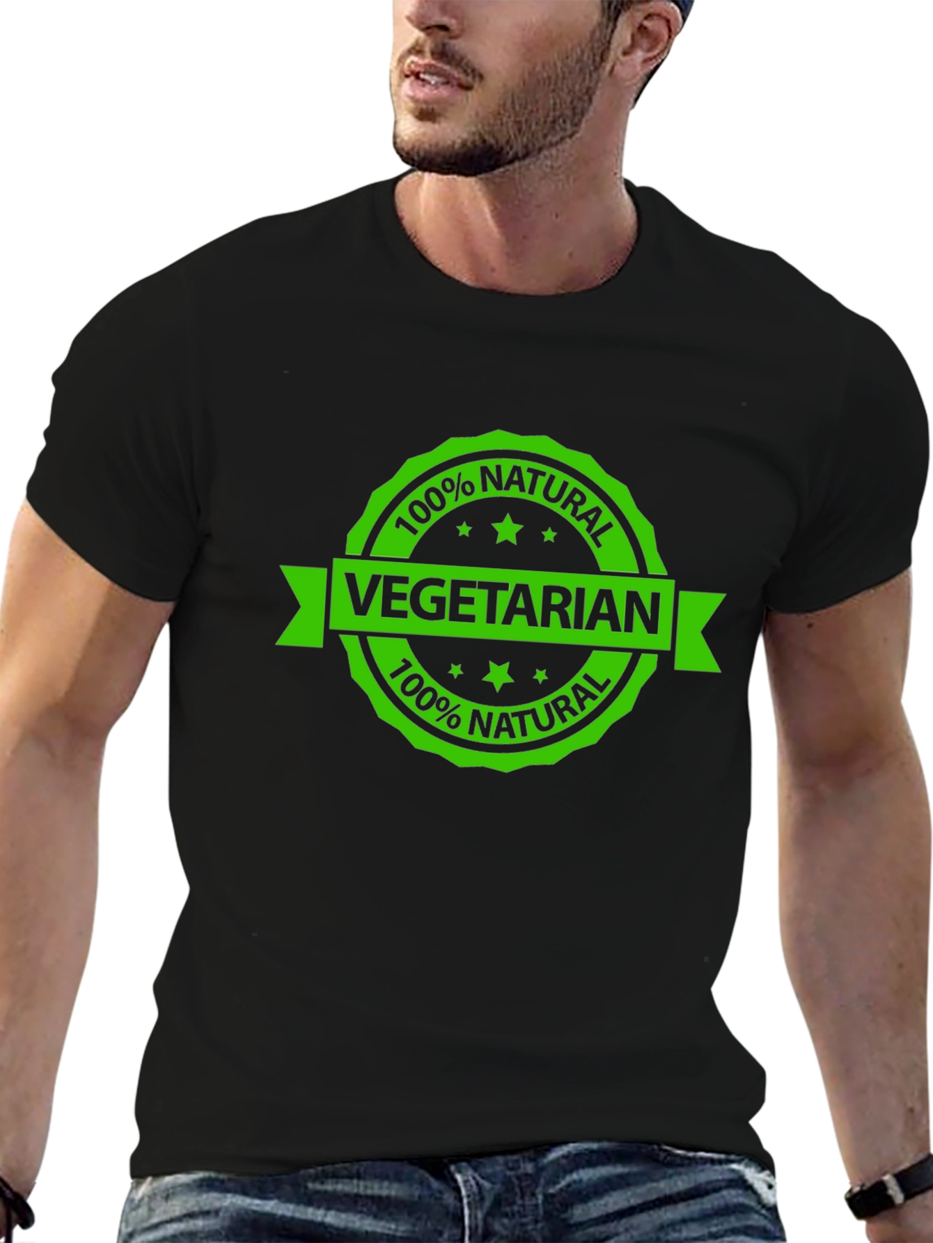 Vegetarian 100% Natural Black T-Shirt