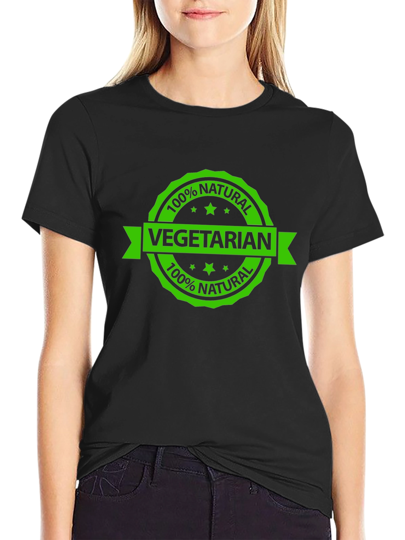 Vegetarian 100% Natural Black T-Shirt