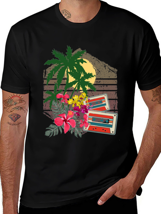 Retro Cassette & Palm Tree Graphic Tee