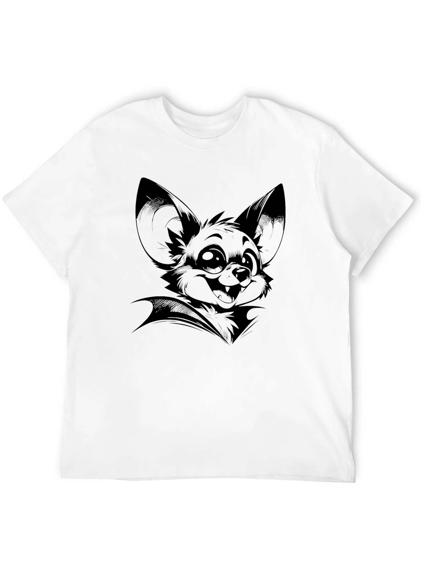 Cartoon Bat Graphic Tee - Mens Black T-Shirt