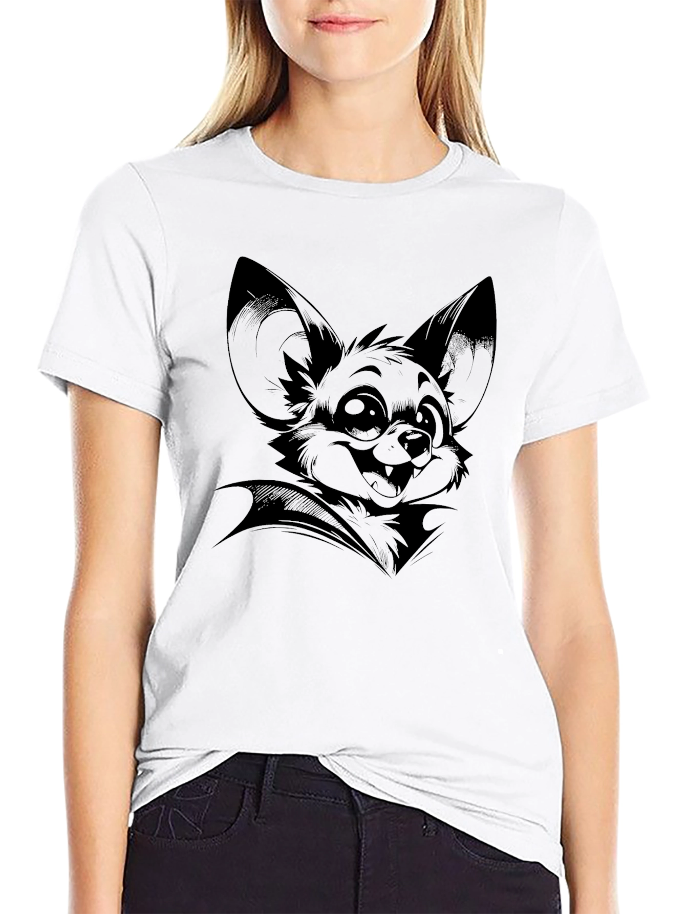 Cartoon Bat Graphic Tee - Mens Black T-Shirt