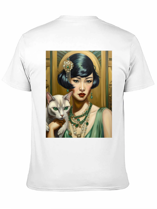 Art Deco Woman & Cat Graphic Tee