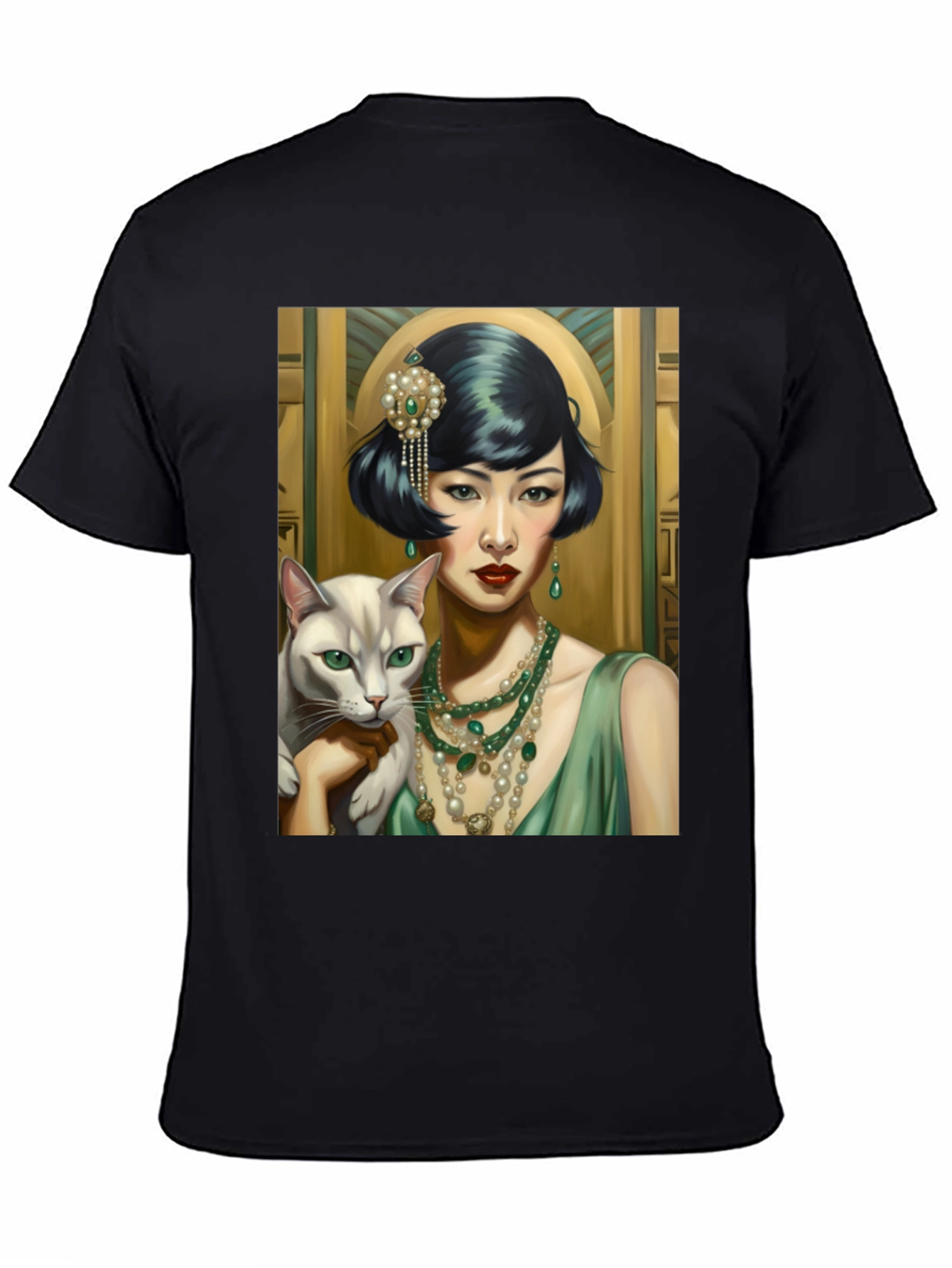 Art Deco Woman & Cat Graphic Tee