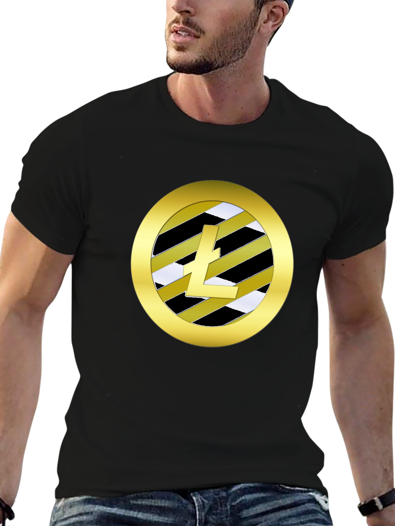 Litecoin Crypto Tee - Stylish Black Cotton Blend