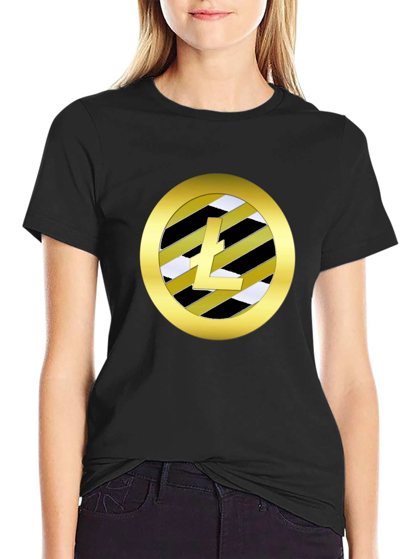 Litecoin Crypto Tee - Stylish Black Cotton Blend