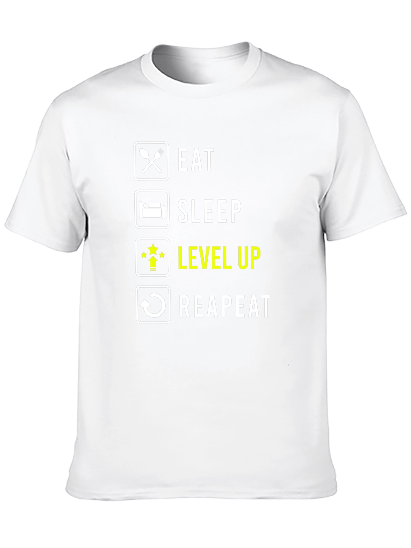 Eat Sleep Level Up Repeat Black Graphic Tee