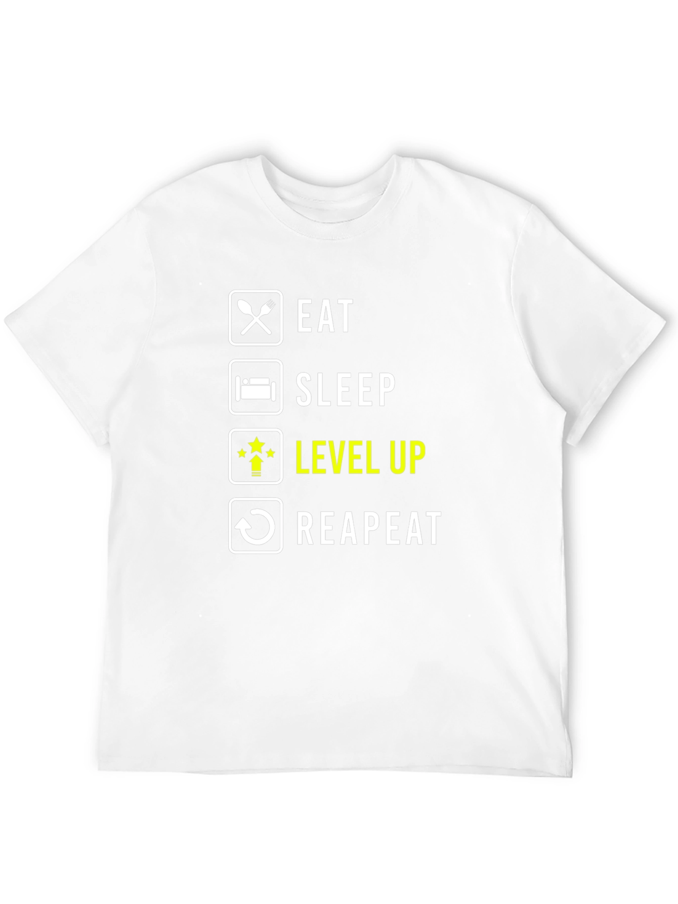 Eat Sleep Level Up Repeat Black Graphic Tee