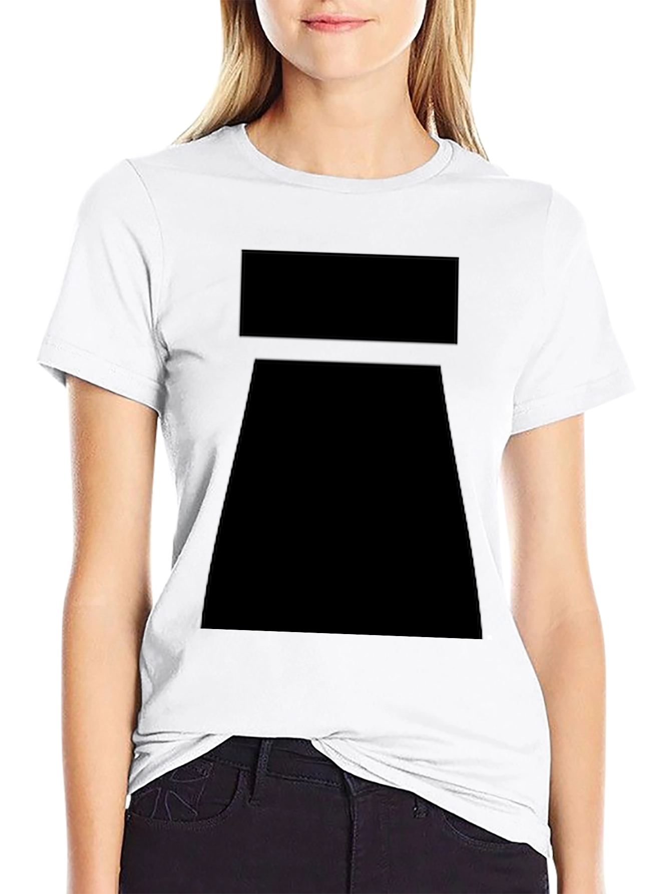 Black Geometric Print Crew Neck T-Shirt
