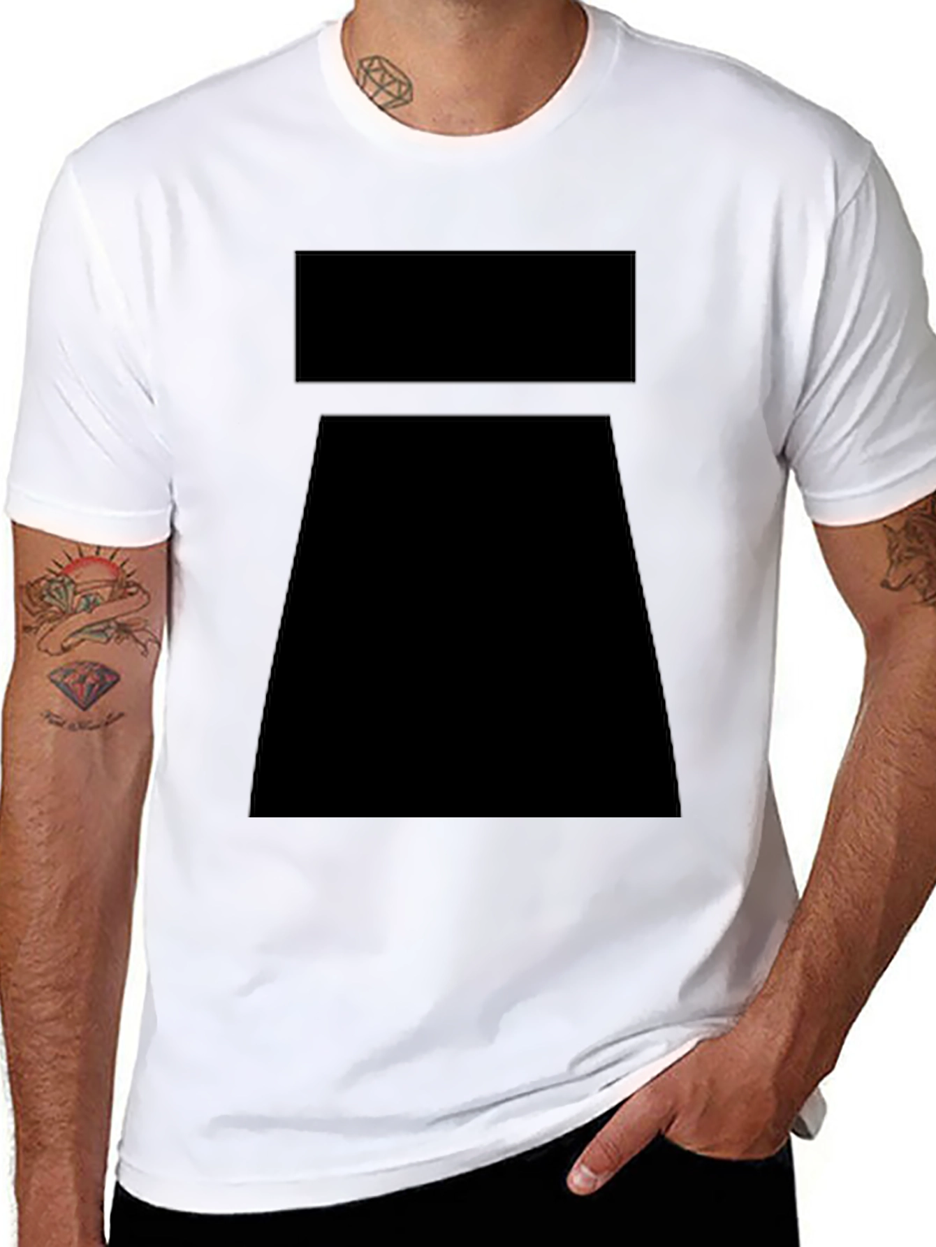 Black Geometric Print Crew Neck T-Shirt