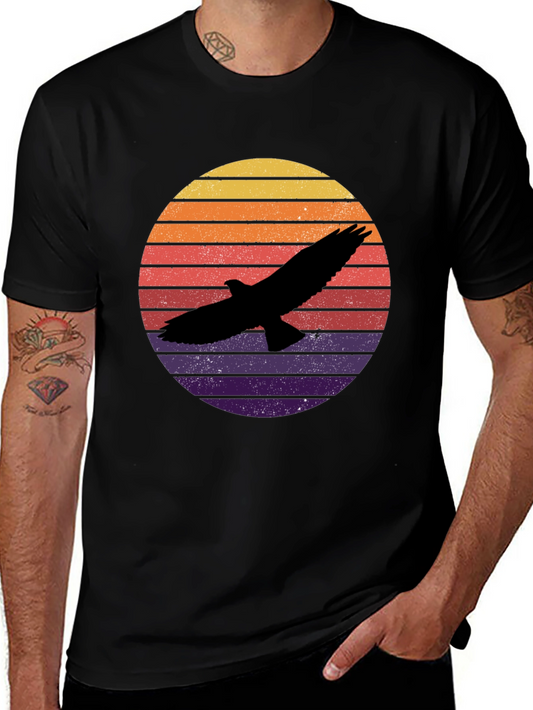 Retro Eagle Sunset T-Shirt - Black