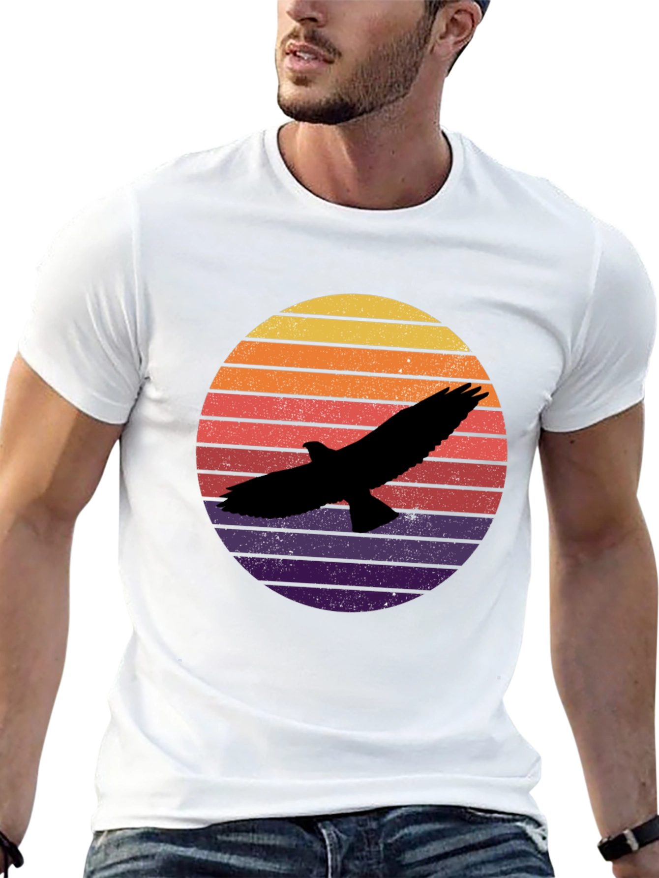 Retro Eagle Sunset T-Shirt - Black