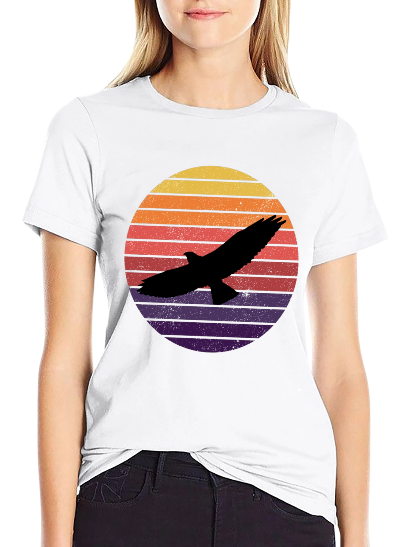 Retro Eagle Sunset T-Shirt - Black