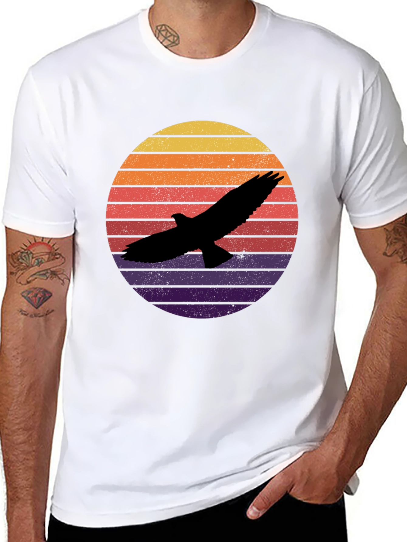 Retro Eagle Sunset T-Shirt - Black
