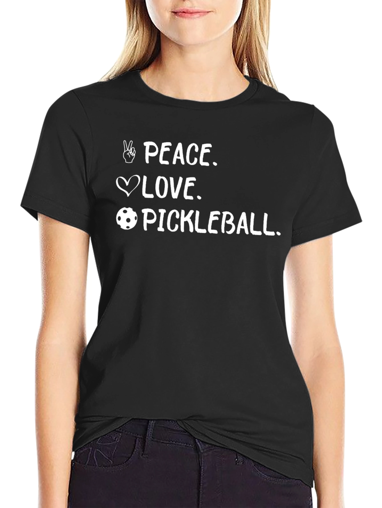 Peace Love Pickleball Black T-Shirt