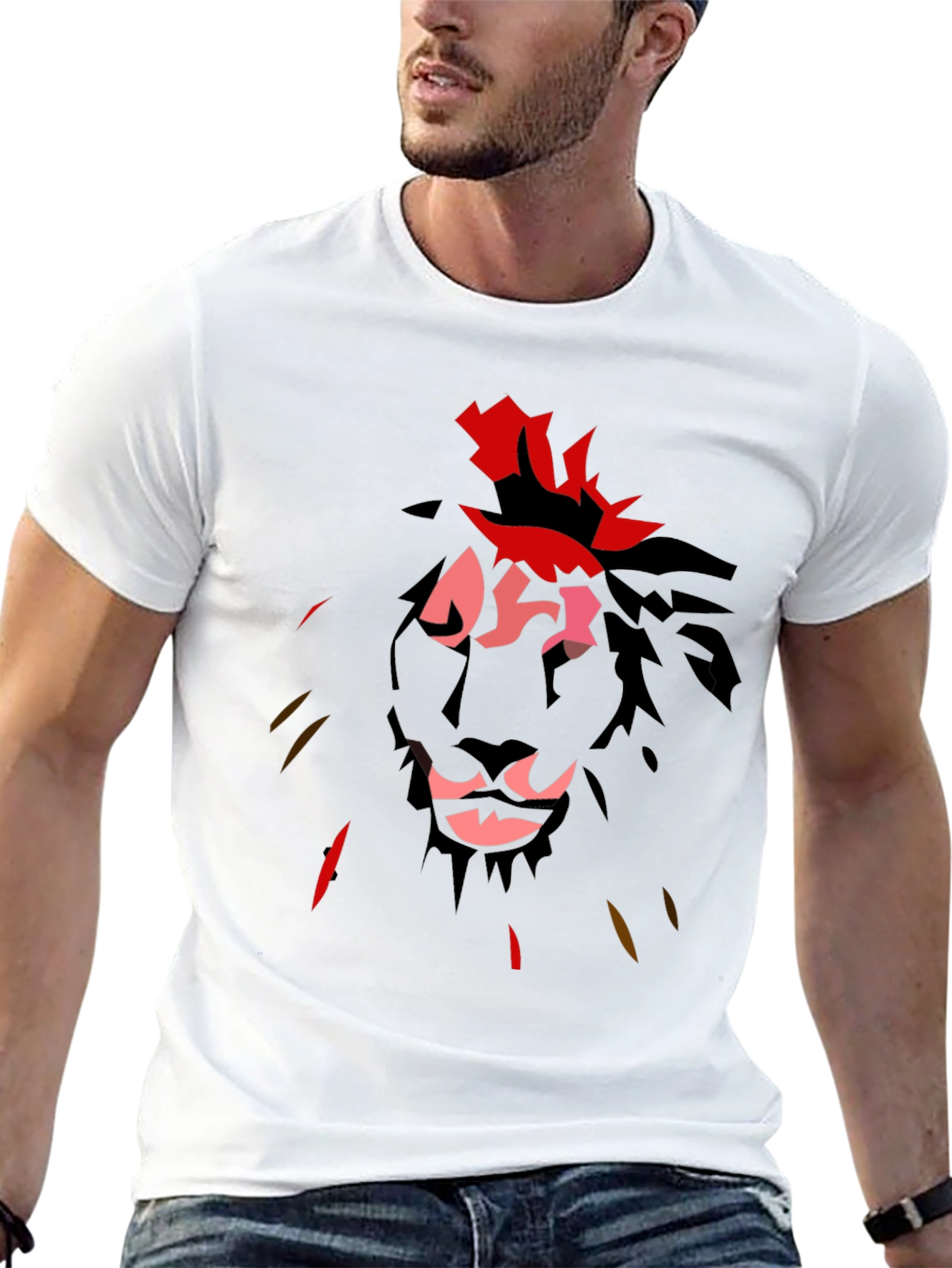 Lion Graphic Tee - Stylish Mens Black T-Shirt
