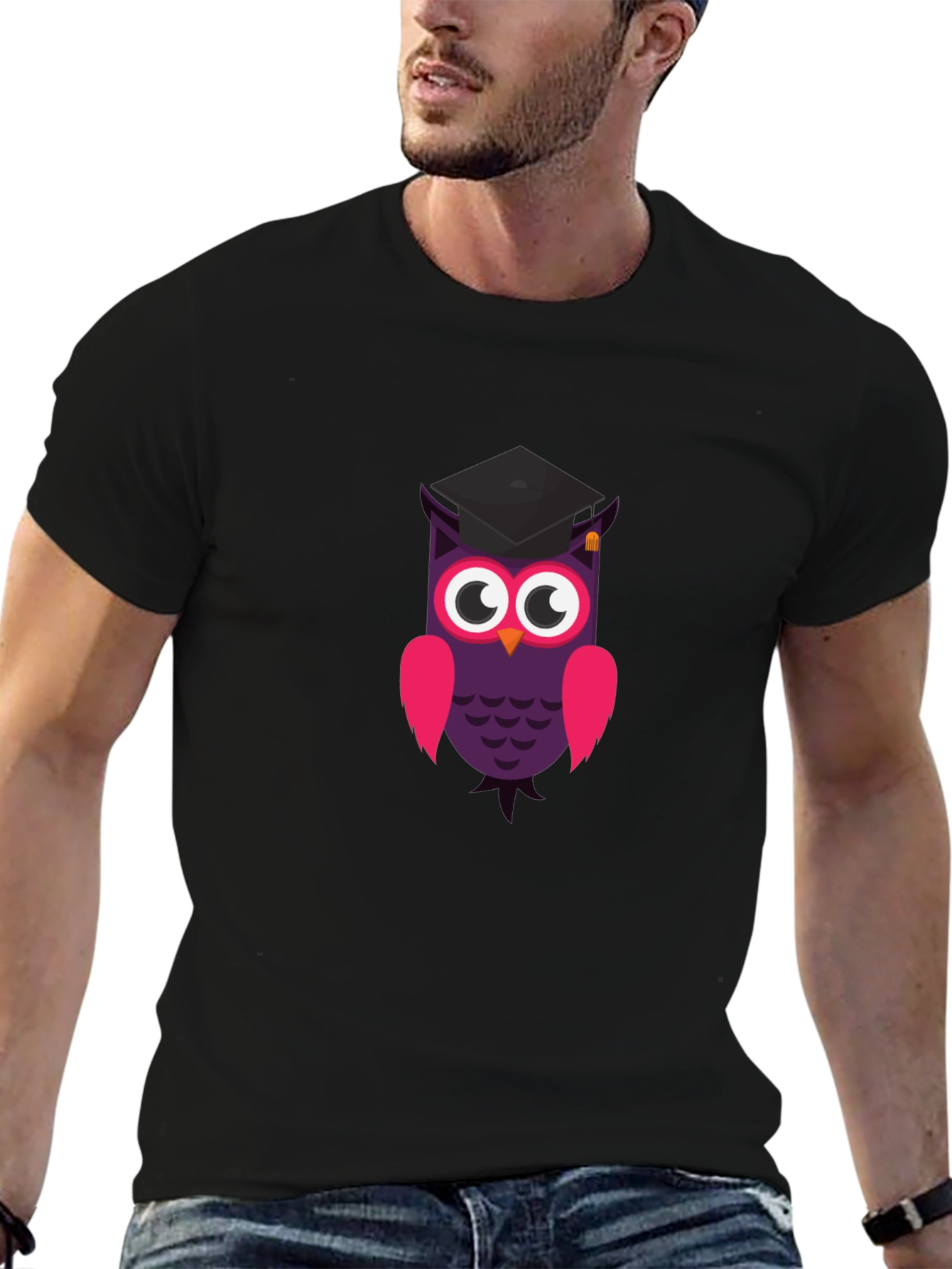 Graduation Owl T-Shirt - Black Cotton Tee