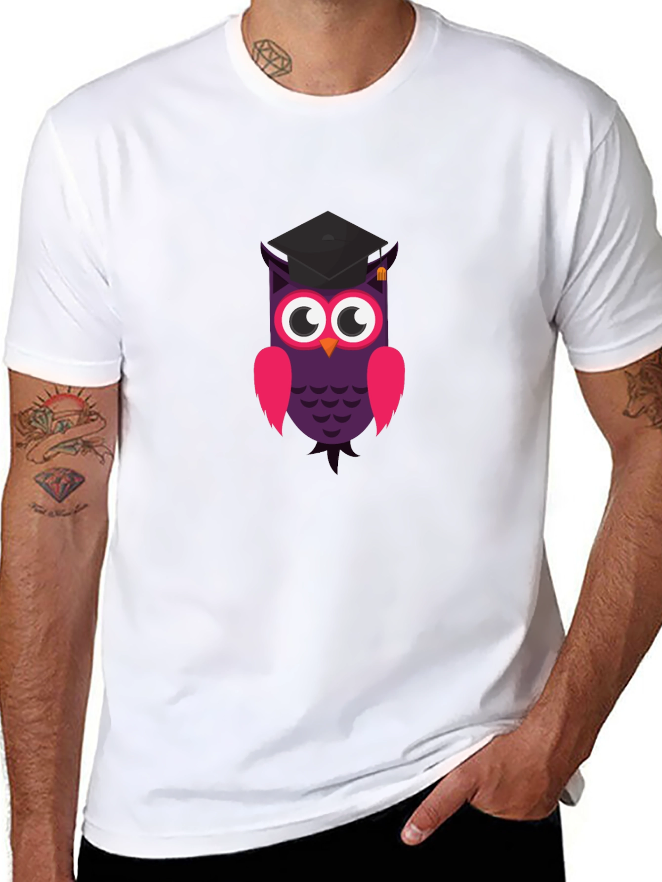 Graduation Owl T-Shirt - Black Cotton Tee