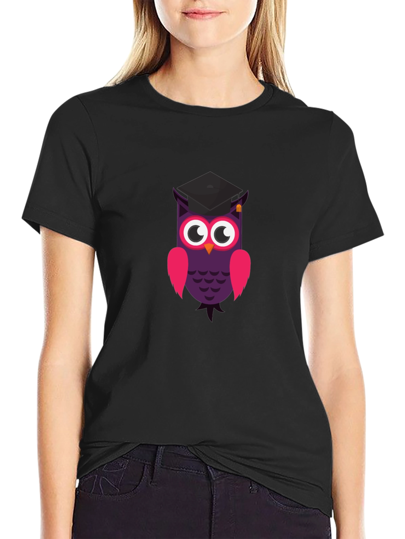 Graduation Owl T-Shirt - Black Cotton Tee