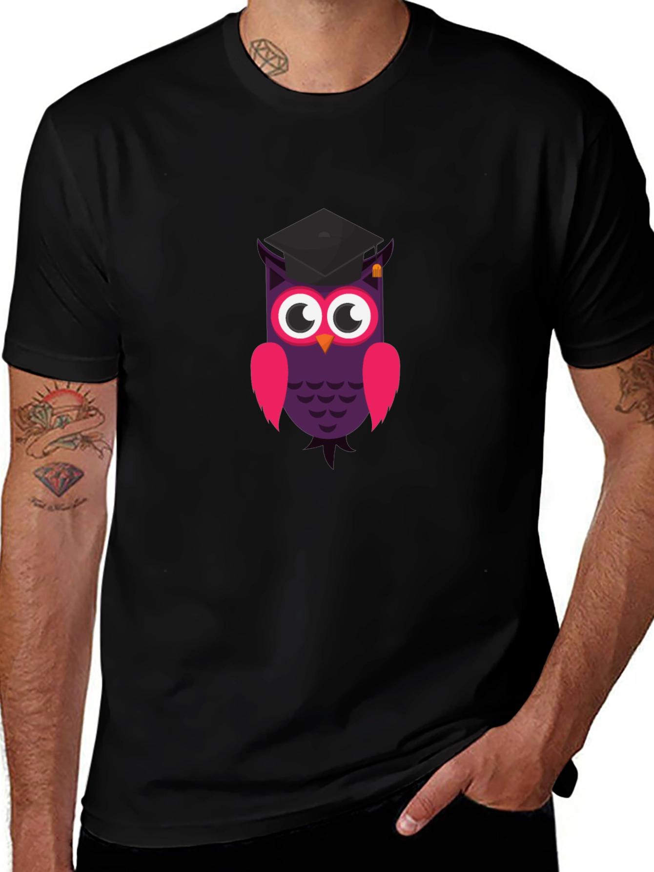 Graduation Owl T-Shirt - Black Cotton Tee