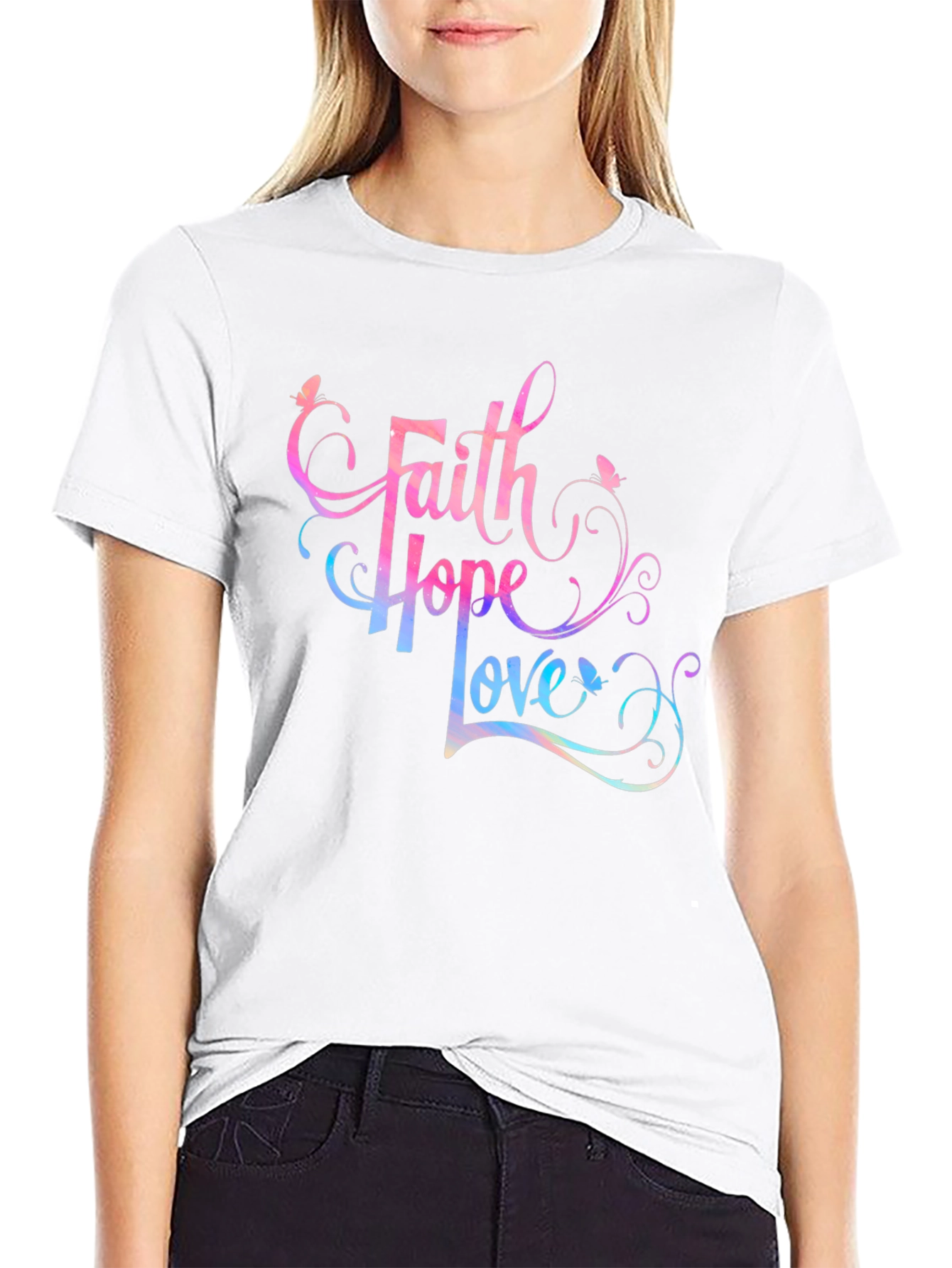 Faith Hope Love Graphic Tee - Stylish Spiritual Shirt