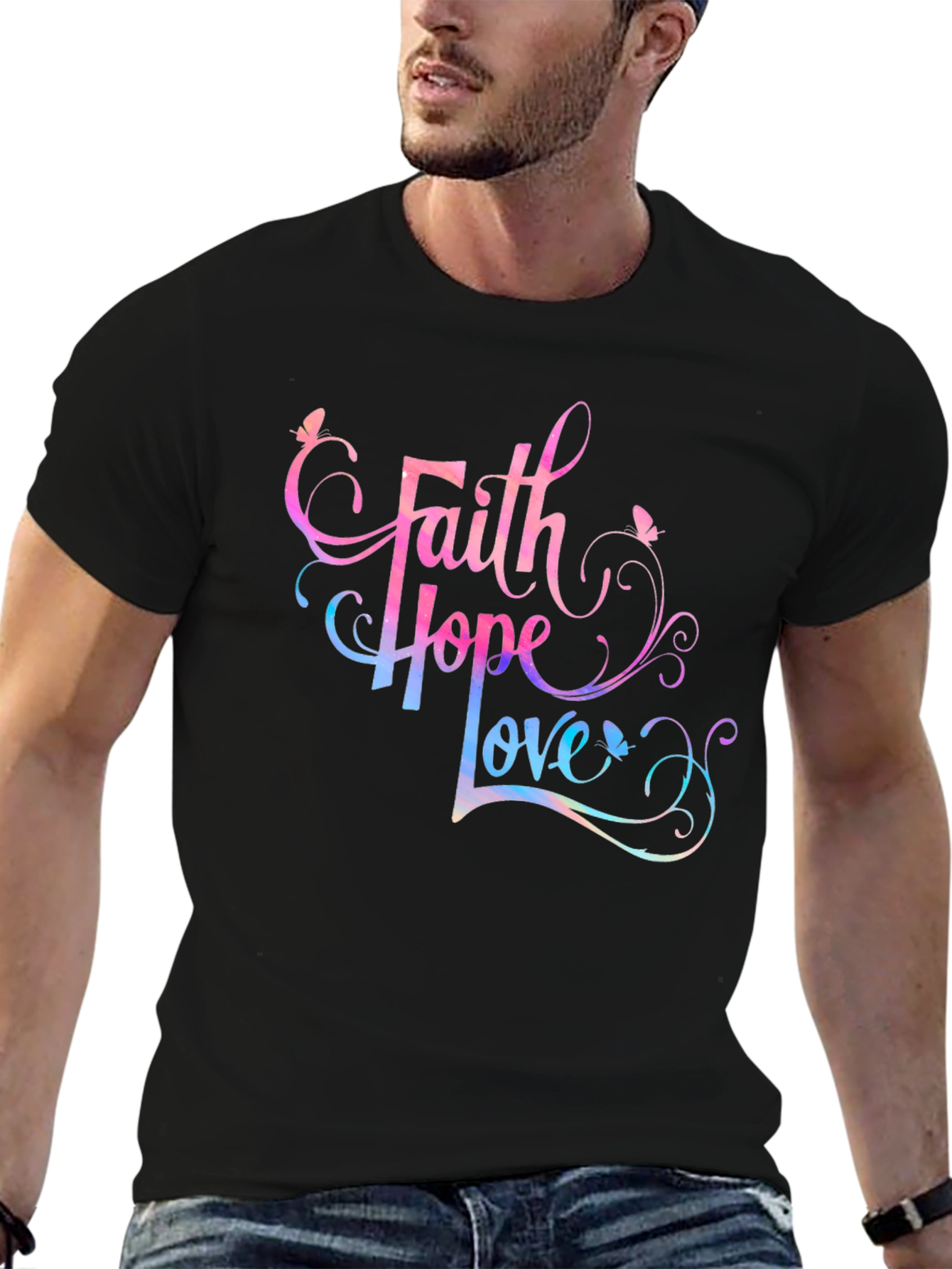 Faith Hope Love Graphic Tee - Stylish Spiritual Shirt