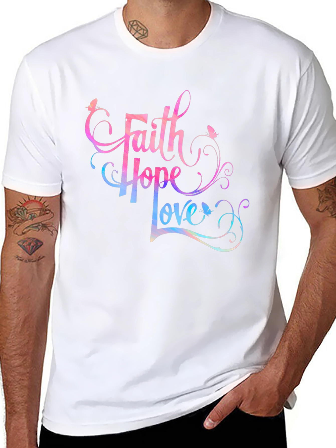 Faith Hope Love Graphic Tee - Stylish Spiritual Shirt