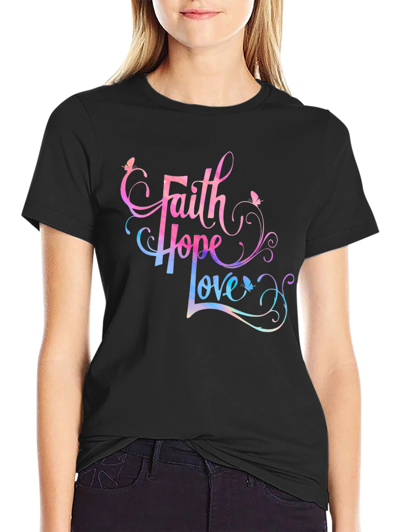 Faith Hope Love Graphic Tee - Stylish Spiritual Shirt