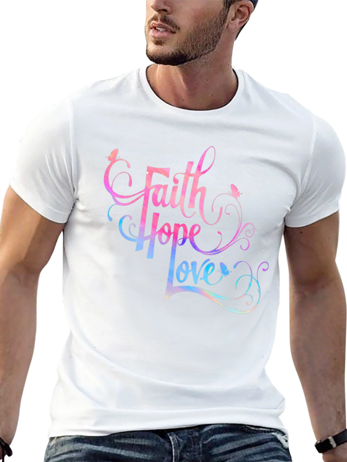 Faith Hope Love Graphic Tee - Stylish Spiritual Shirt
