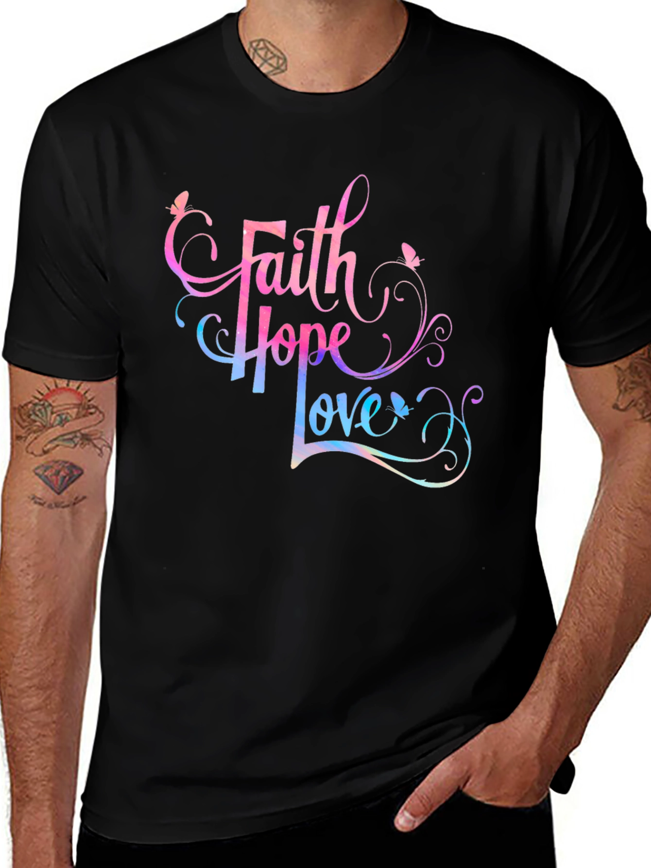 Faith Hope Love Graphic Tee - Stylish Spiritual Shirt