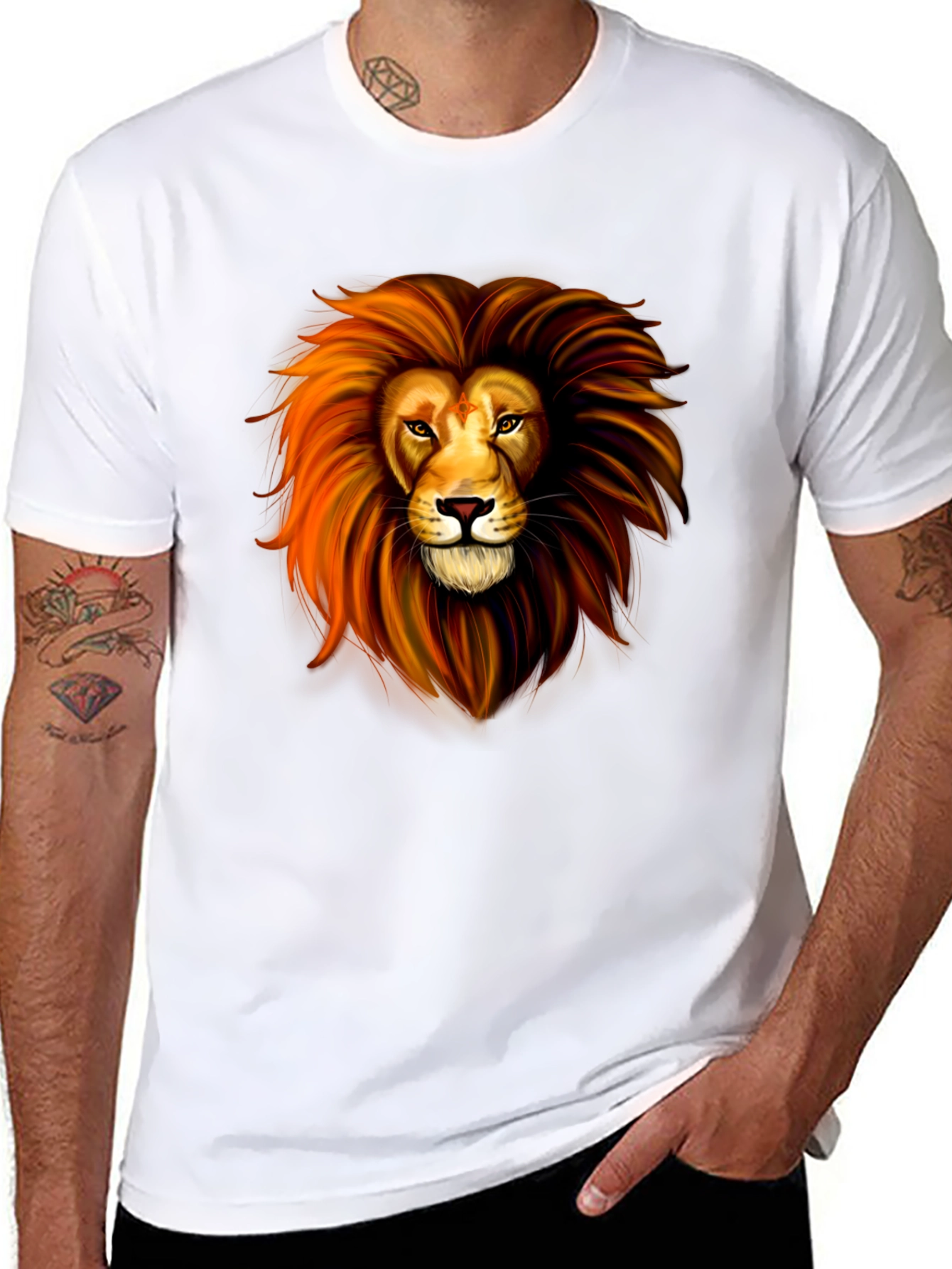 Lion Graphic Print Black T-Shirt