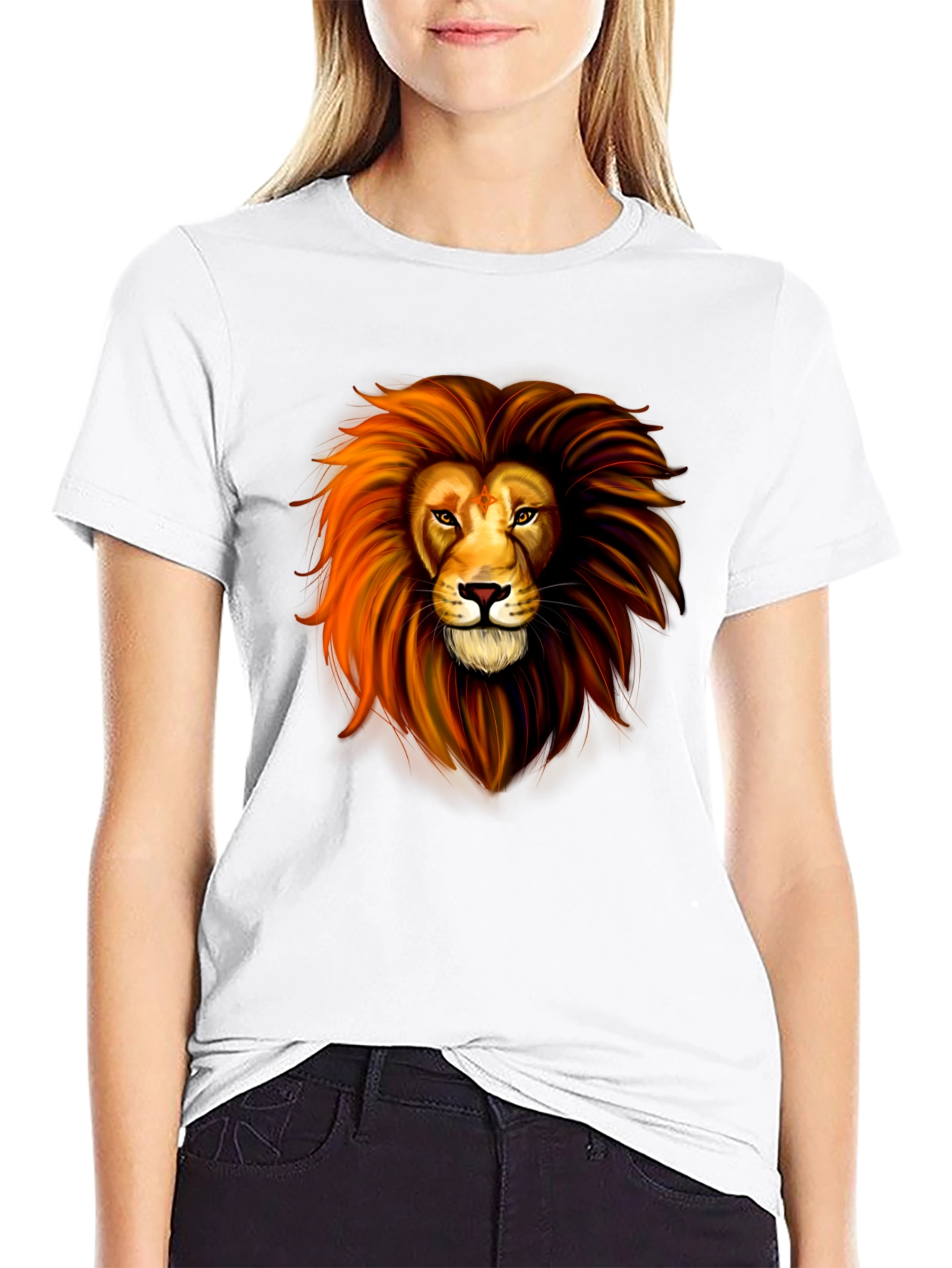 Lion Graphic Print Black T-Shirt