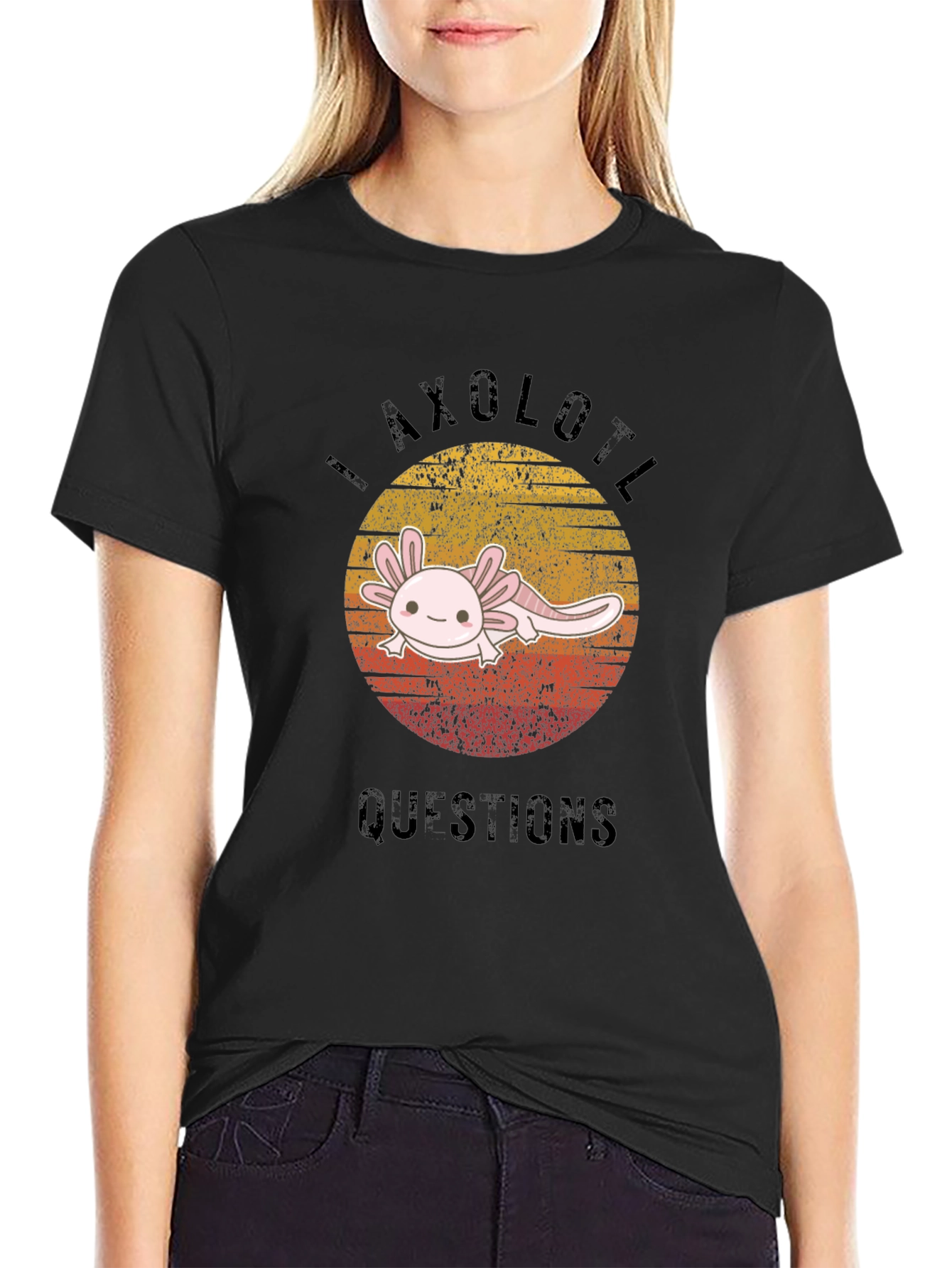 Axolotl Questions Graphic T-Shirt - Black Cotton Tee