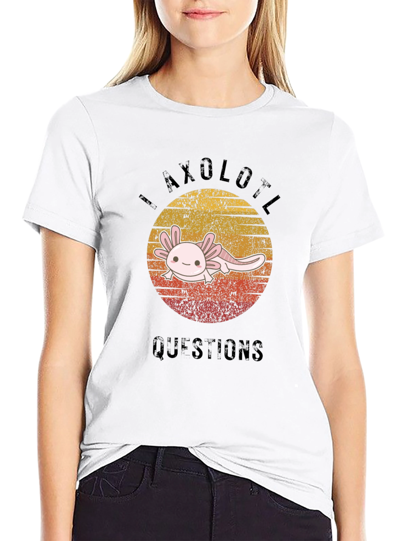 Axolotl Questions Graphic T-Shirt - Black Cotton Tee