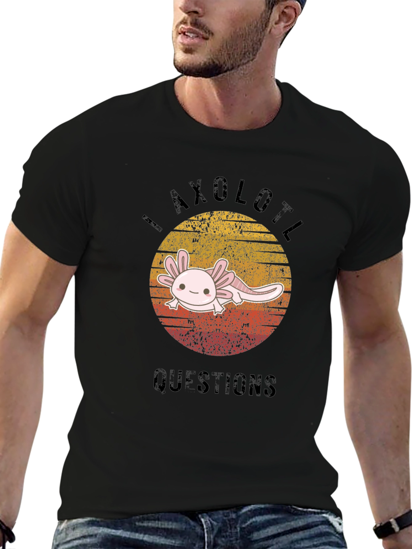Axolotl Questions Graphic T-Shirt - Black Cotton Tee