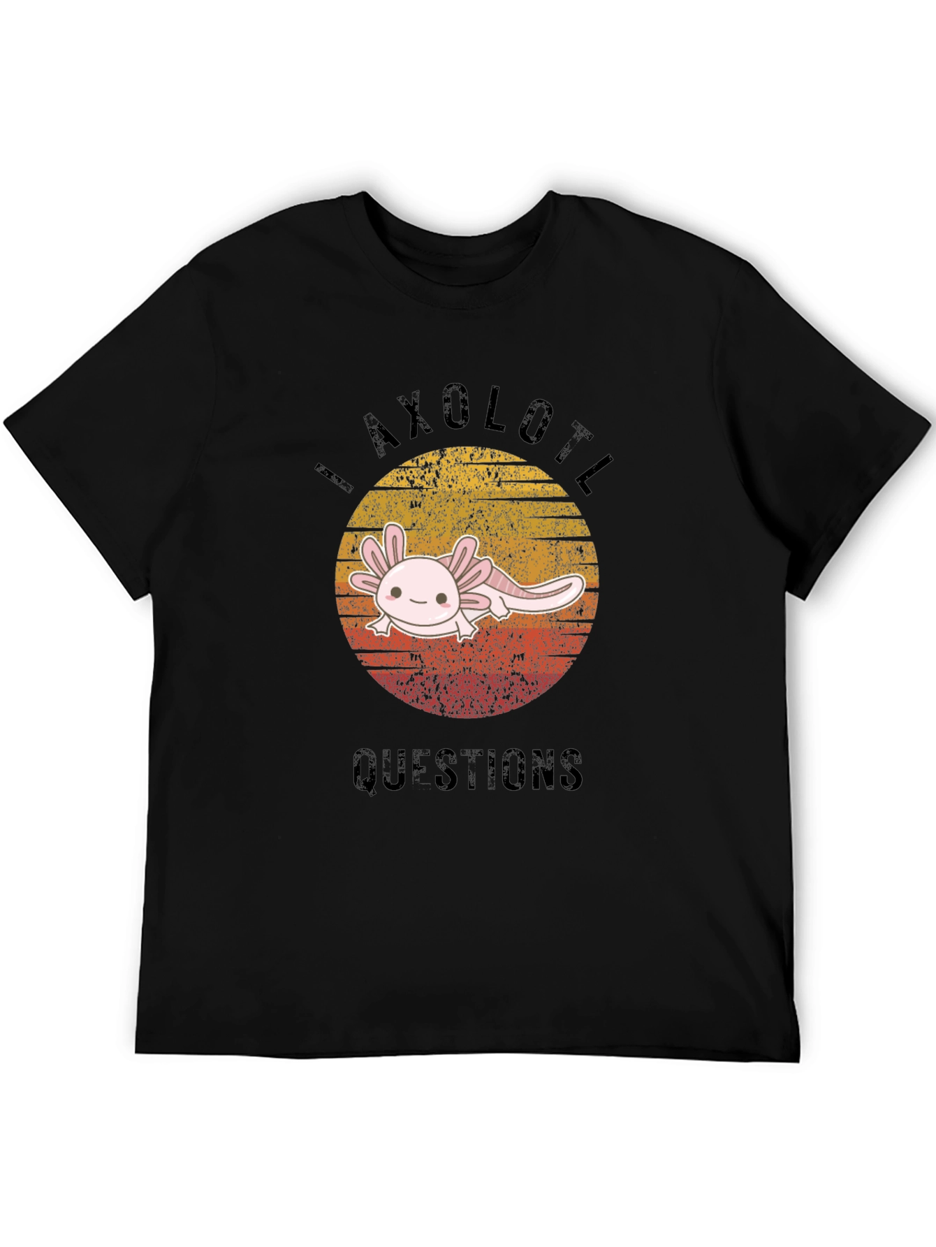 Axolotl Questions Graphic T-Shirt - Black Cotton Tee