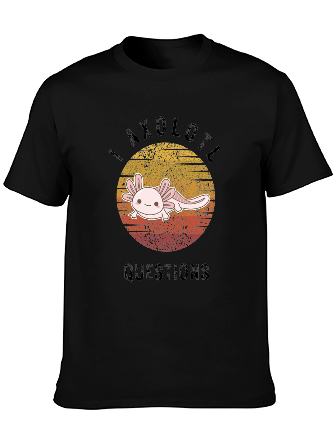Axolotl Questions Graphic T-Shirt - Black Cotton Tee