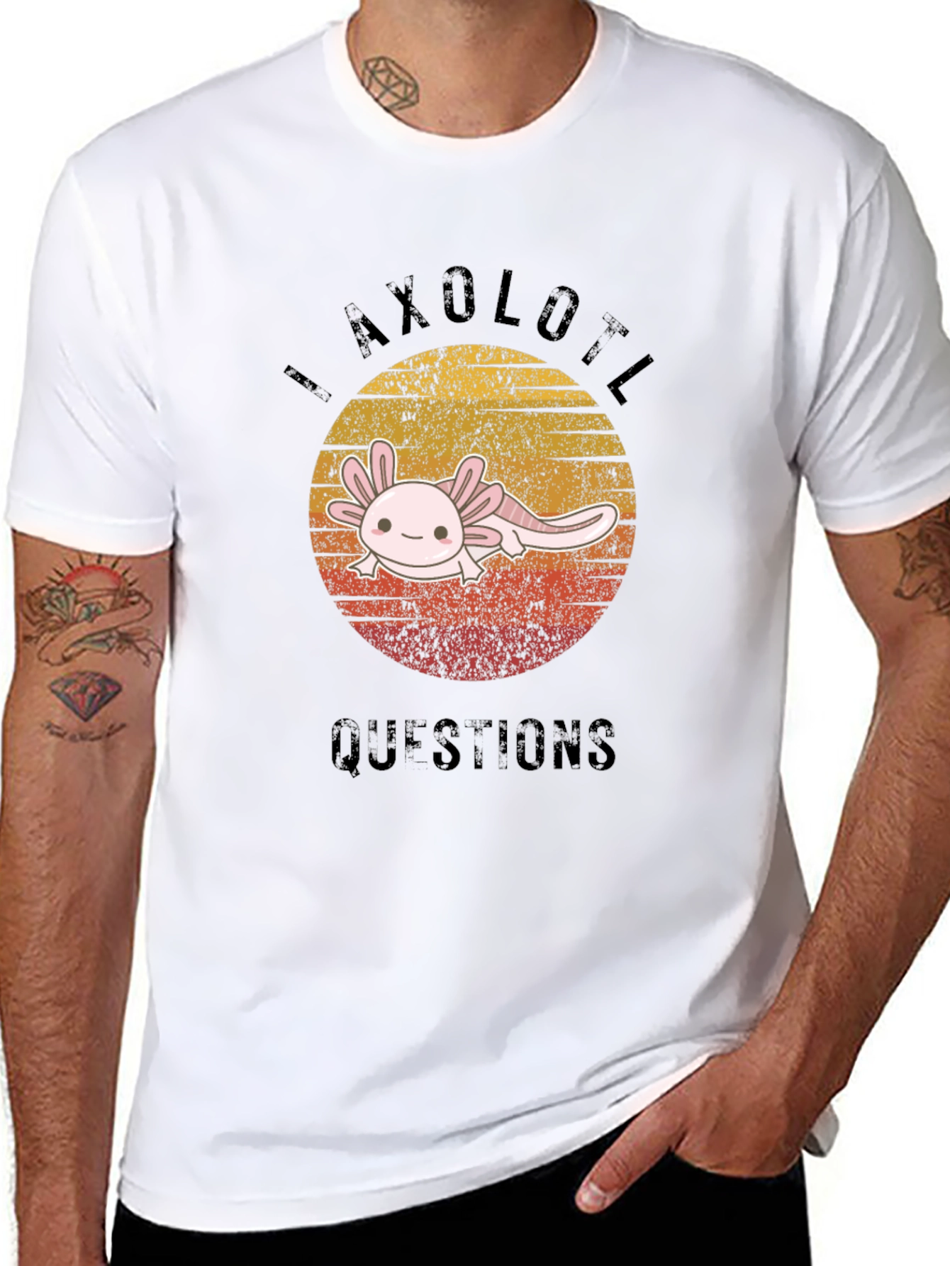 Axolotl Questions Graphic T-Shirt - Black Cotton Tee