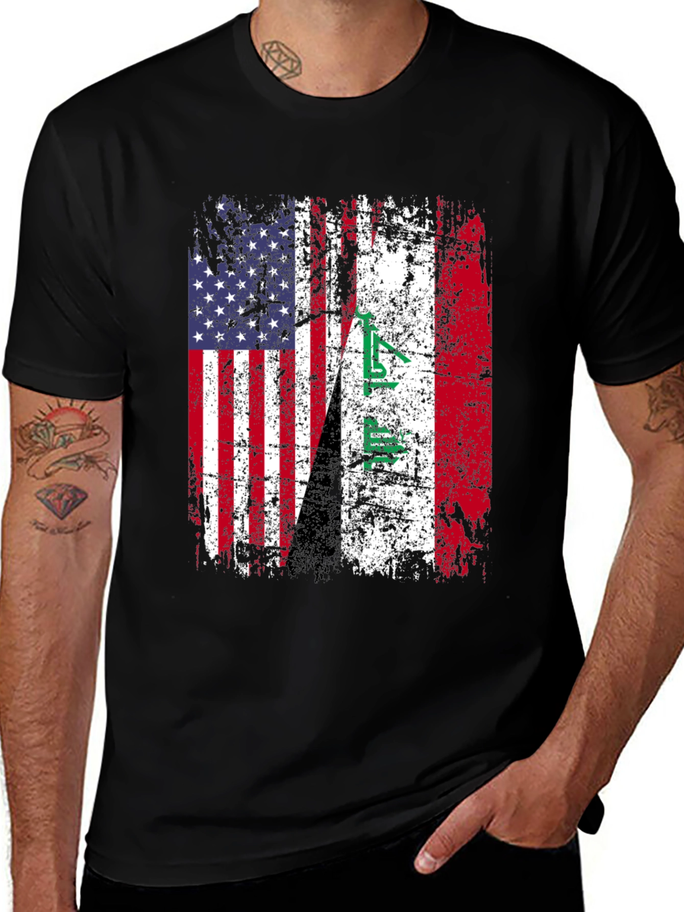 USA Iraq Flag Graphic T-Shirt