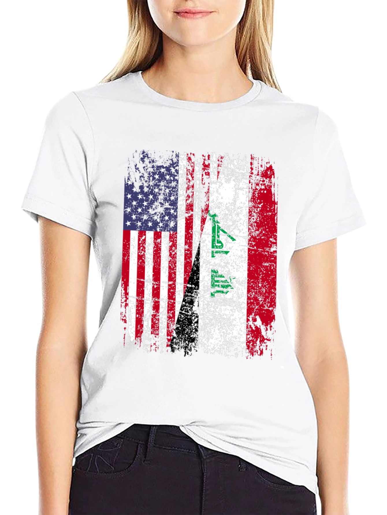 USA Iraq Flag Graphic T-Shirt